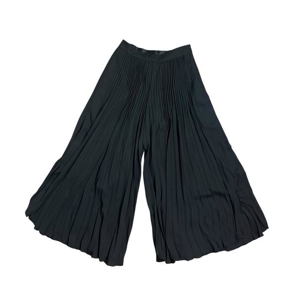 Kobi Halperin Women's M Black Eden Pleated Wide-Leg Zip Cropped Pants EUC - Picture 3 of 5